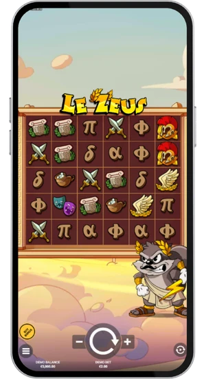 Le Zeus base game with a full playing field and active symbols